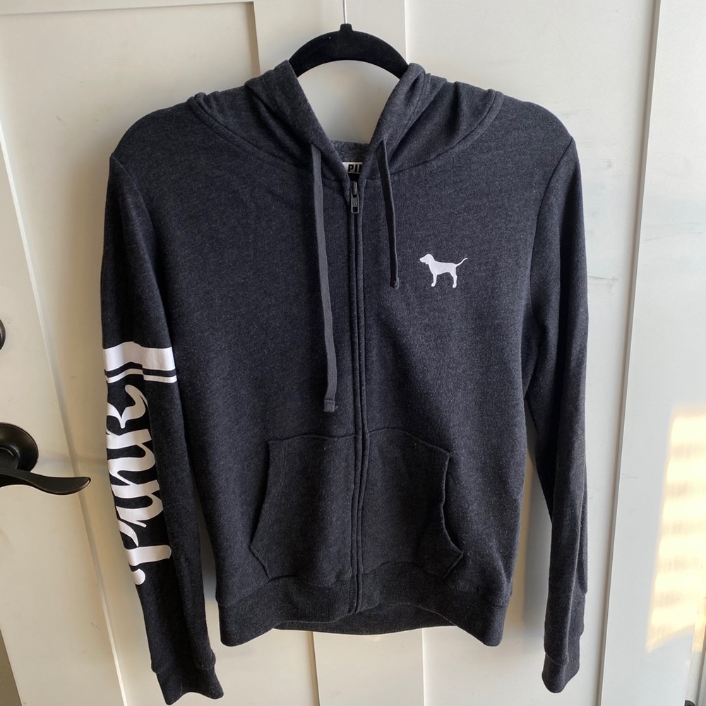 PINK VS Grey Full Zip Hoodie Size Medium